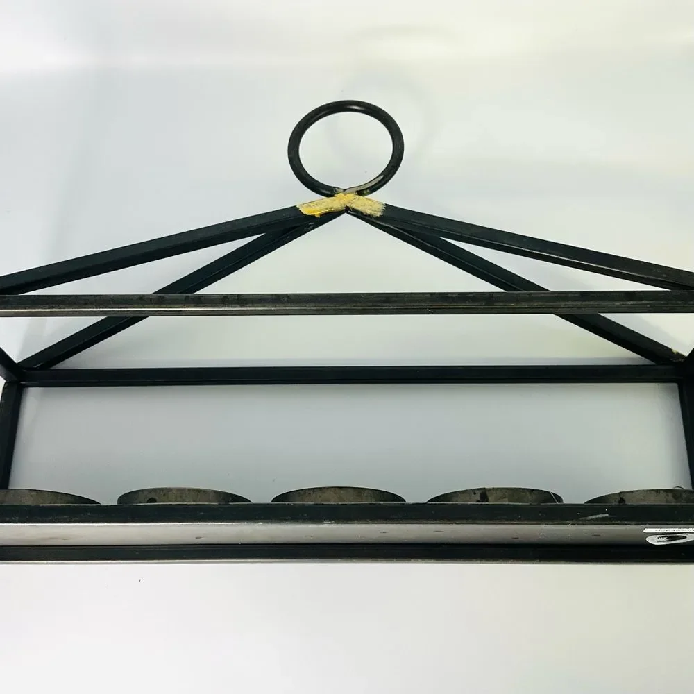 Modern Metal Candle Holder Brushed Gold Accents 5 Glass Votives Farmhouse Decor
